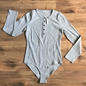 Madewell Grey Ribbed Bodysuit